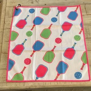 Colorful Paddle and Ball Pickleball Microfiber Towel with carabiner clip New